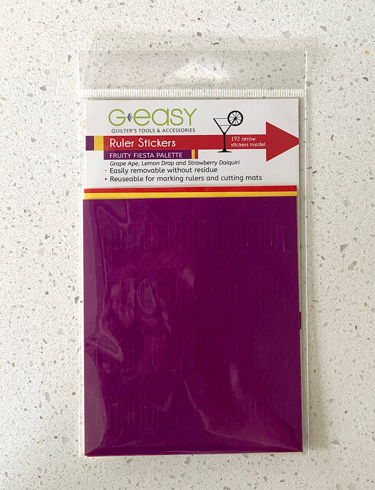 GE Designs GEasy Ruler Stickers Fruity Fiesta Palette GE-1101 — Removable Quilting Ruler Marking Stickers
