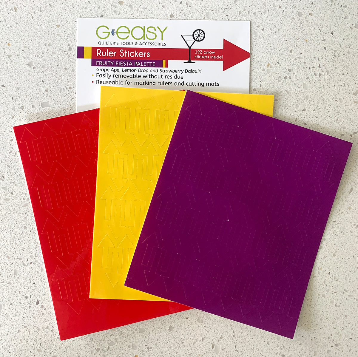 GE Designs GEasy Ruler Stickers Fruity Fiesta Palette GE-1101 — Removable Quilting Ruler Marking Stickers