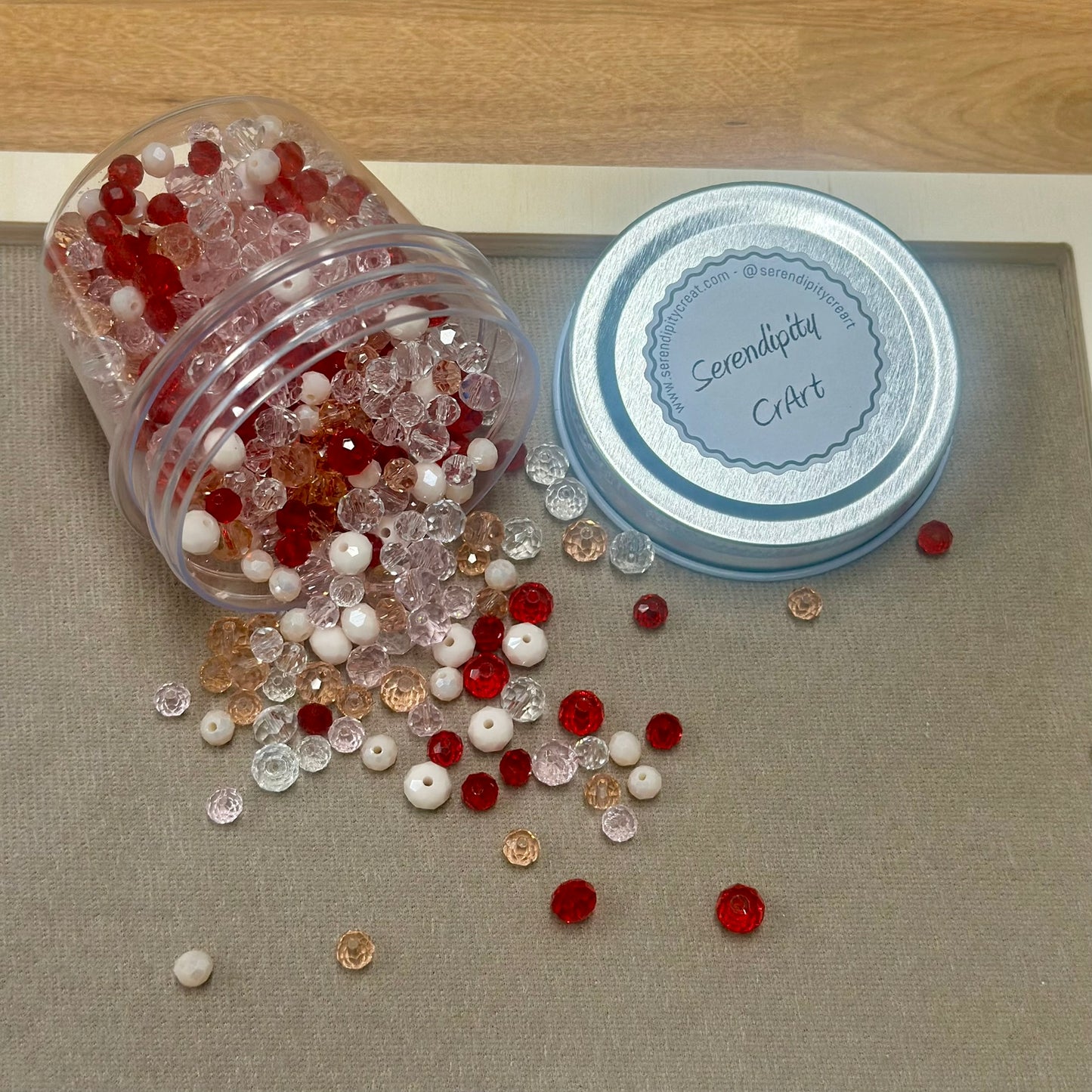 Strawberry Champagne Colors Glass Bead Bundle Jar