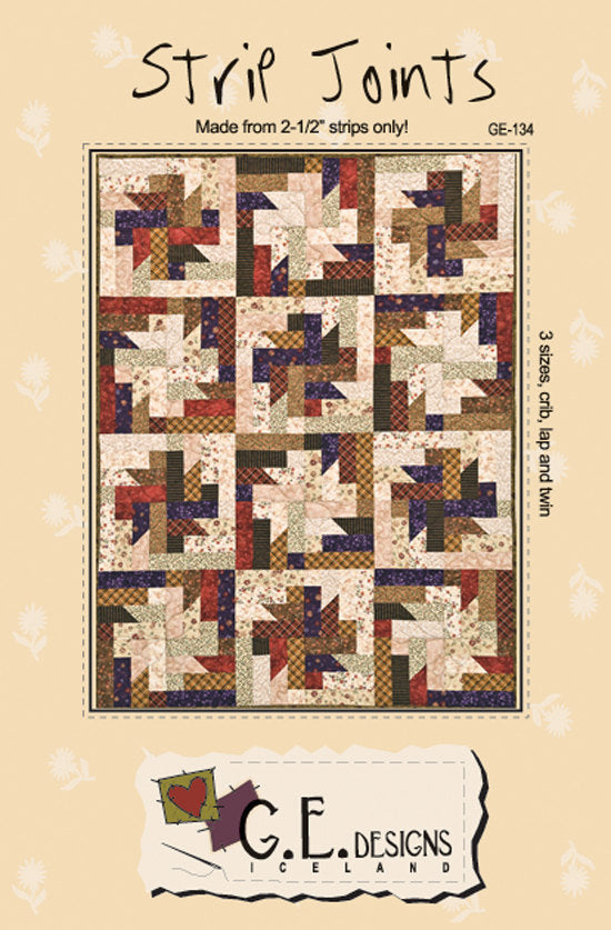 GE Designs Strip Joints Quilt Pattern 134 — Light and Dark Strip Quilt, 2.5" Strips Only