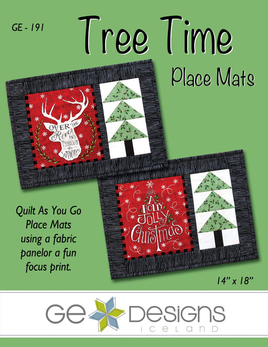 GE Designs Tree Time Place Mats Pattern 191 — Panel Fabric Quilt As You Go Place Mat Set of 4