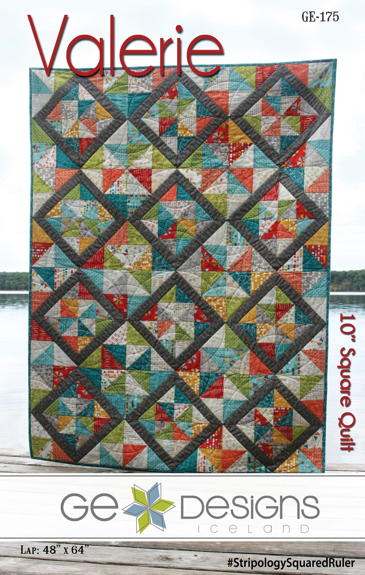 GE Designs Valerie 10" Square Quilt Pattern 175 — Stacker Quilt with Bold Secondary Design