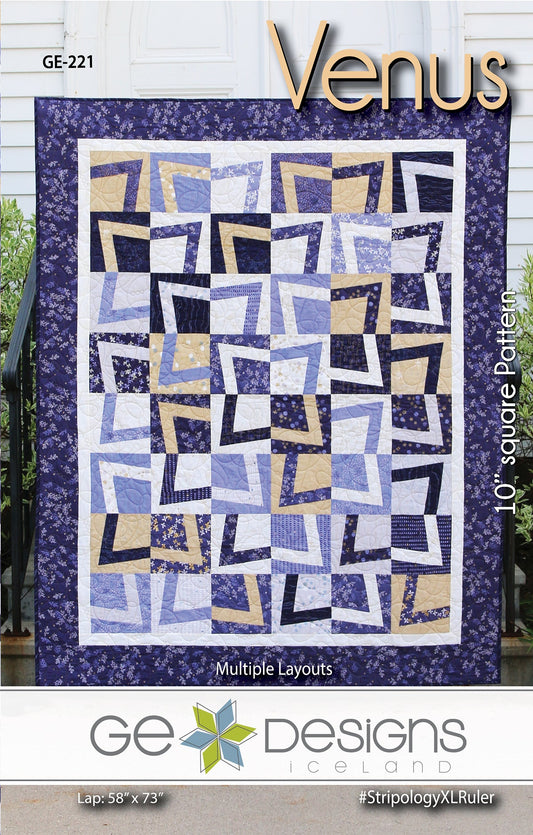 GE Designs Venus 10" Square Quilt Pattern 221 — 4 Layouts, 5 Sizes Including King