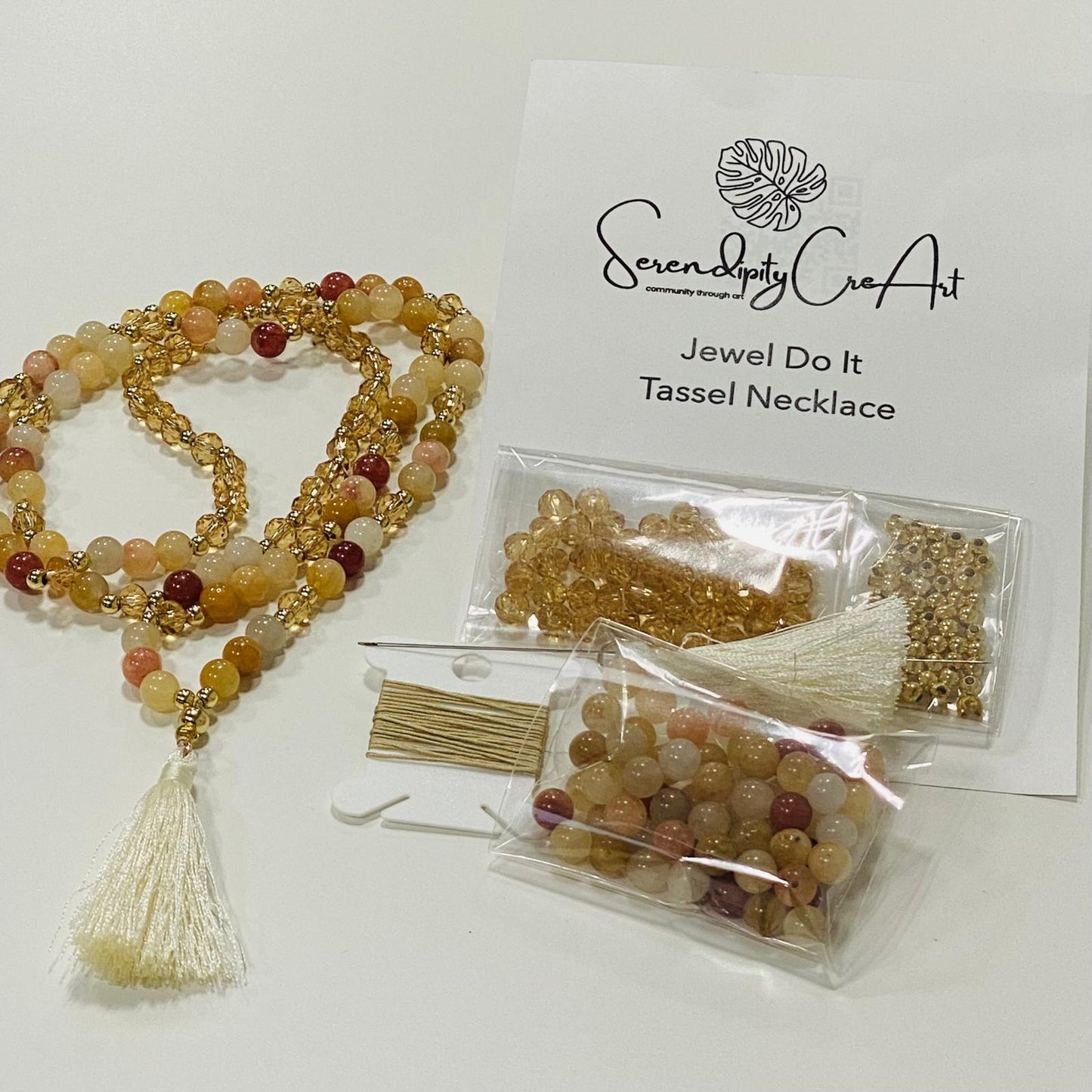 Jewel Do It Tassel Necklace Kit — Natural Gemstone Beads Jewelry Making Kit, 3 Styles
