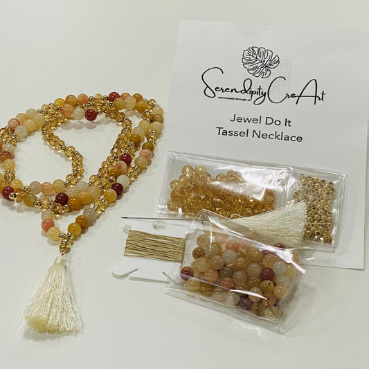 Jewel Do It Tassel Necklace Kit — Natural Gemstone Beads Jewelry Making Kit, 3 Styles