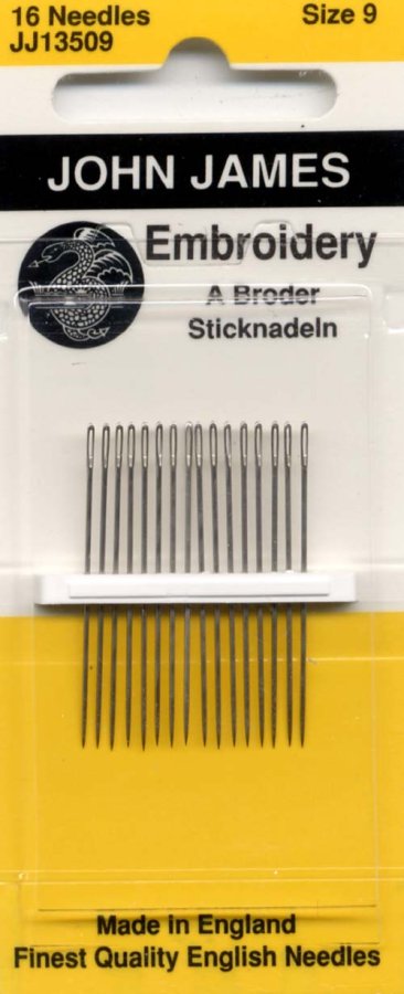 Embroidery Needles – Size 9 (16 Count), manufacturer photograph; JJ135-09