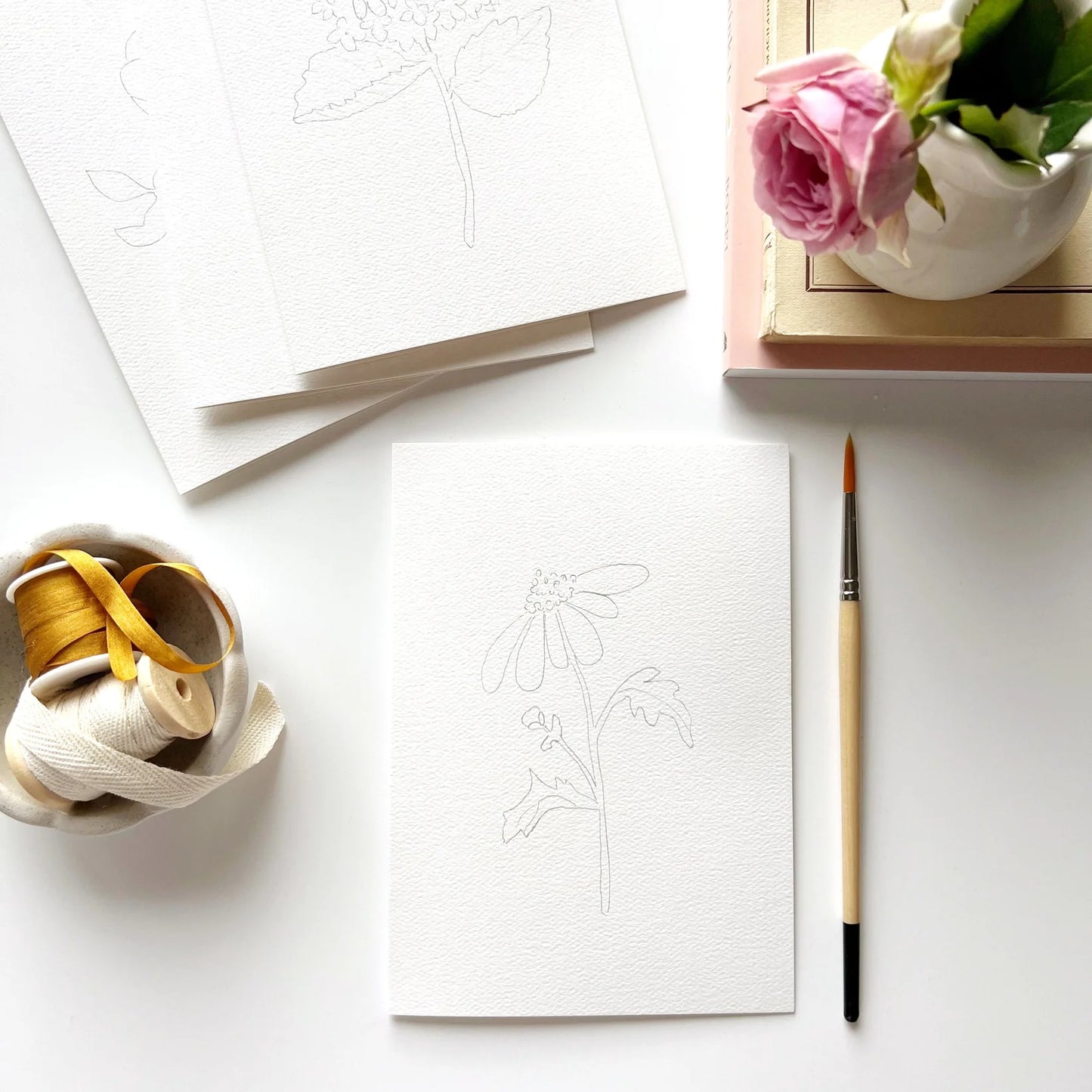 Emily Lex Studio Garden Flowers Paintable Notecards — Watercolor Cards You Paint Yourself