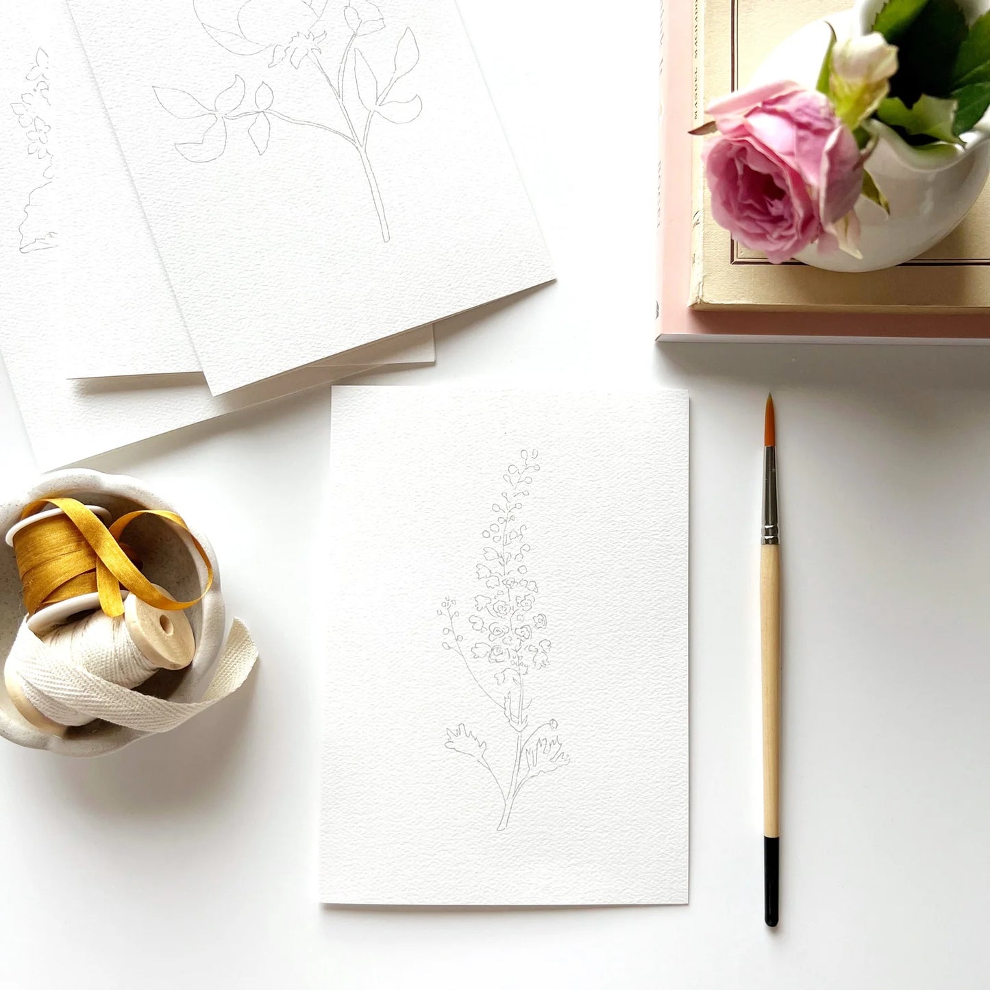 Emily Lex Studio Garden Flowers Paintable Notecards — Watercolor Cards You Paint Yourself