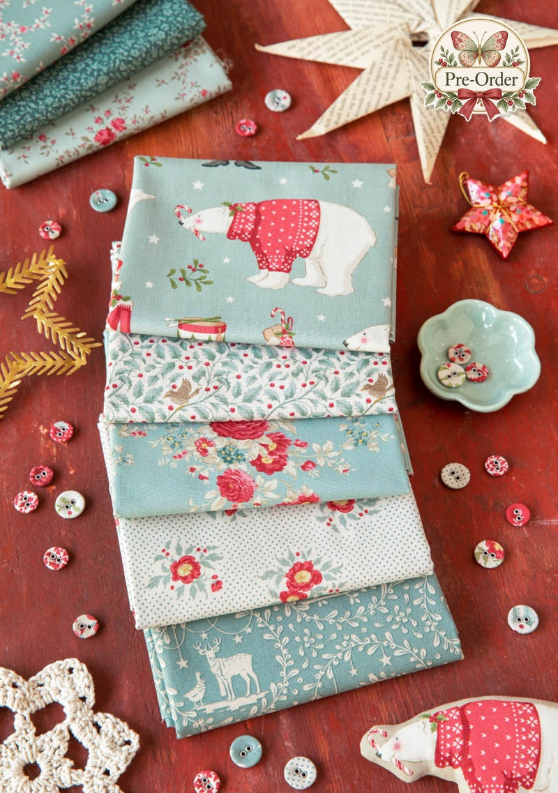 Tilda Merry Little Christmas fat quarter bundle SC-MLC27-FQ20 with approved Pre-Order butterfly badge