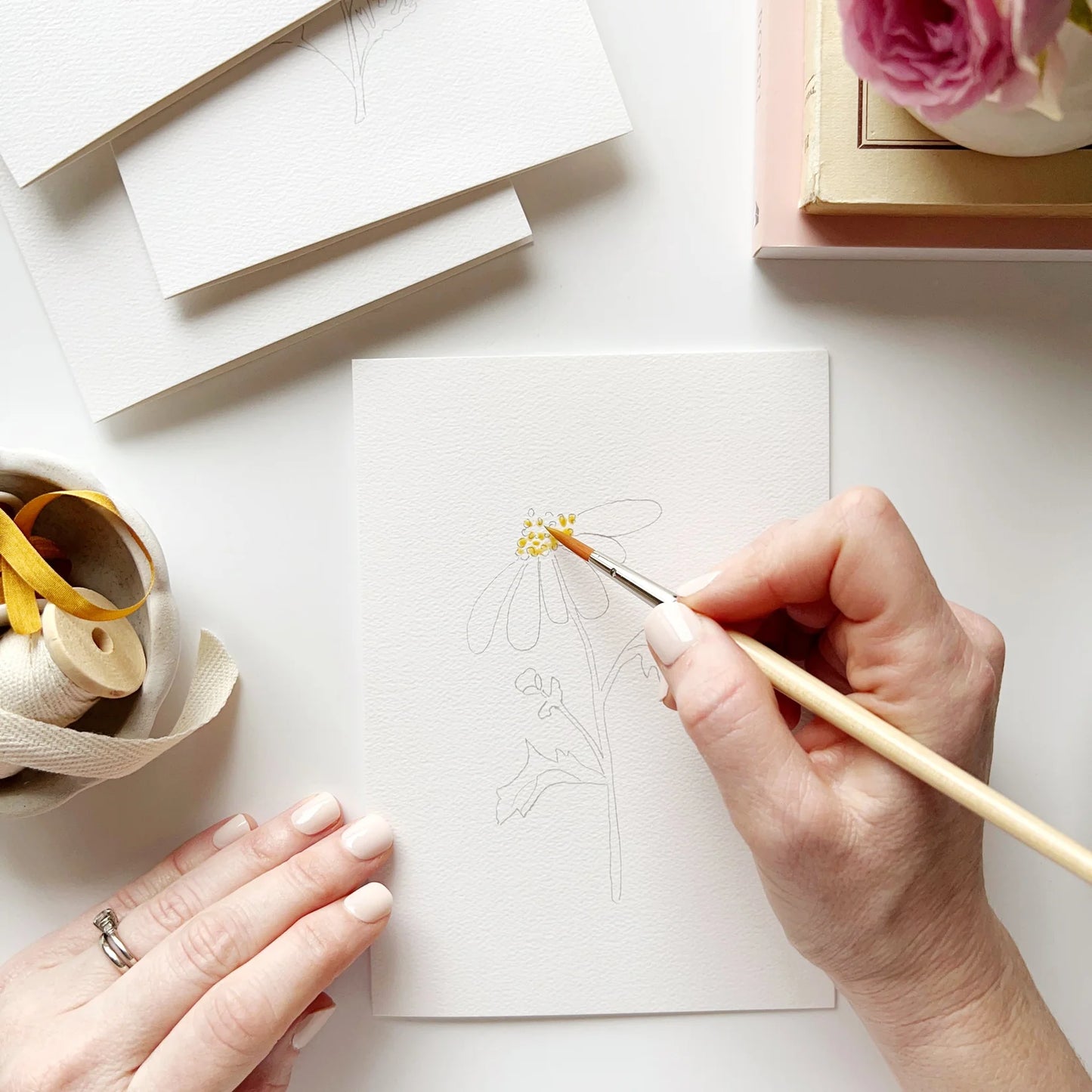 Emily Lex Studio Garden Flowers Paintable Notecards — Watercolor Cards You Paint Yourself