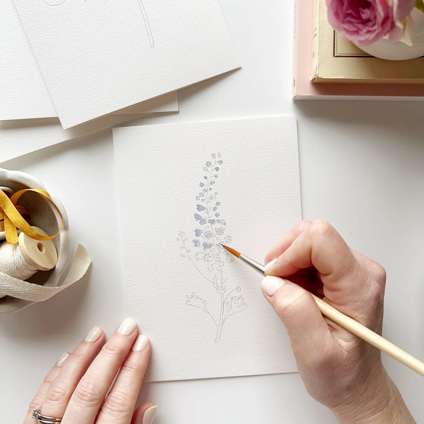 Emily Lex Studio Garden Flowers Paintable Notecards — Watercolor Cards You Paint Yourself