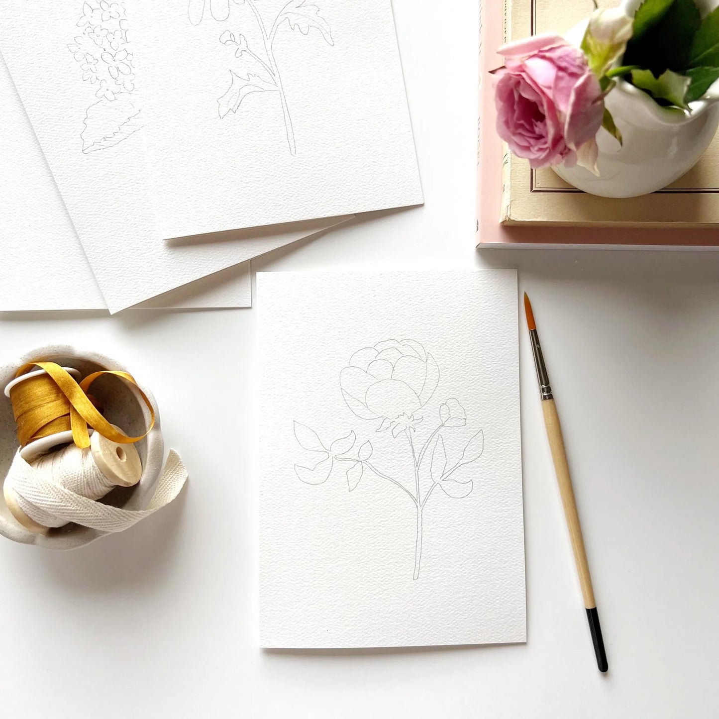 Emily Lex Studio Garden Flowers Paintable Notecards — Watercolor Cards You Paint Yourself
