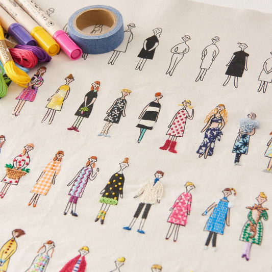 100 Ladies & Pets Embroidery Fabric – White product image