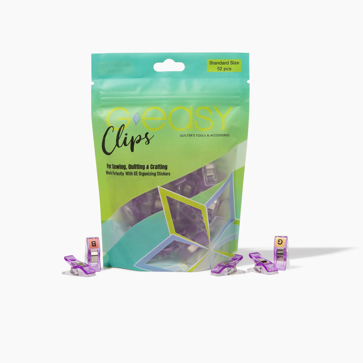 GE Designs GEasy Organizing Clips Small — Quilting Block Organization Clips, Yellow Blue Purple