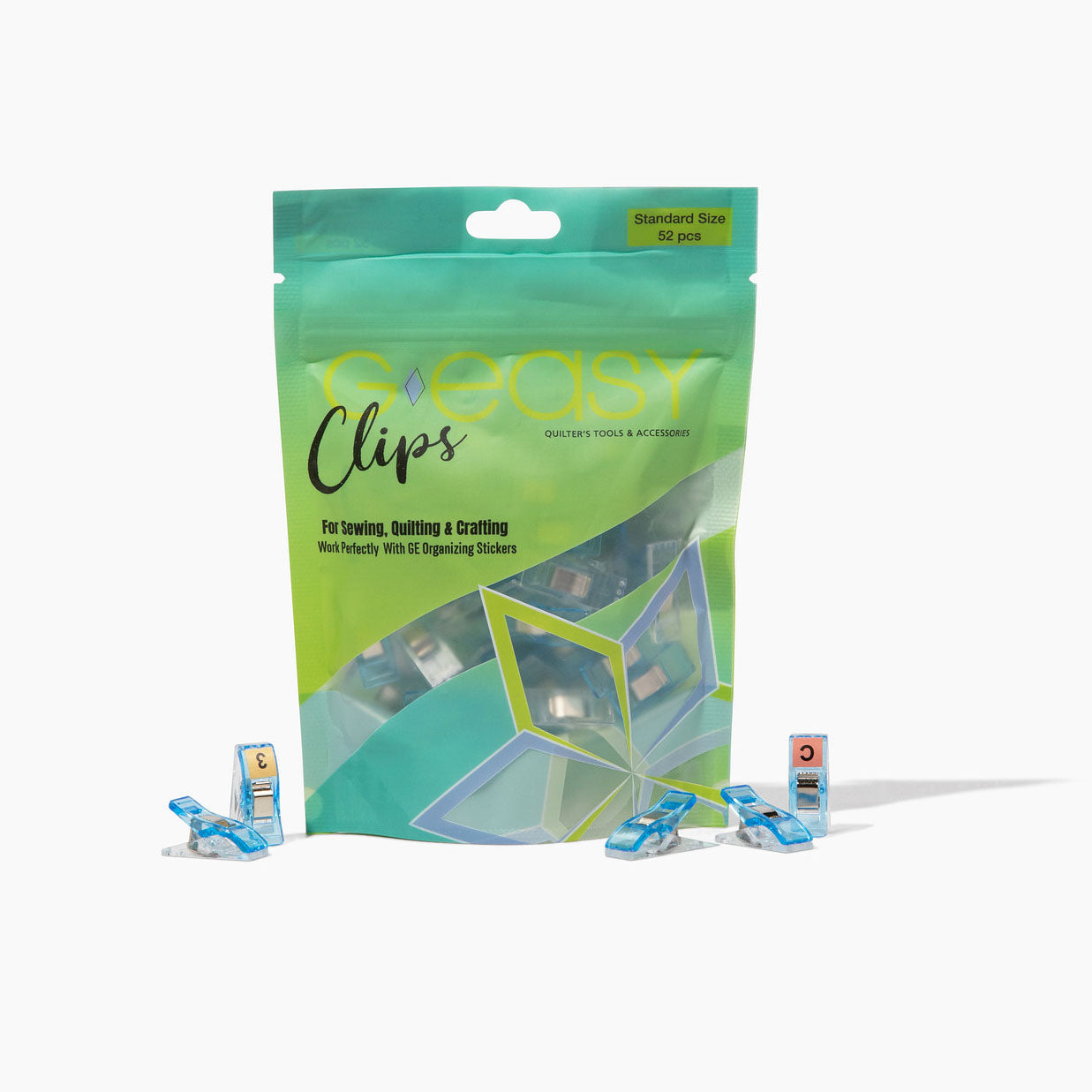 GE Designs GEasy Organizing Clips Small — Quilting Block Organization Clips, Yellow Blue Purple