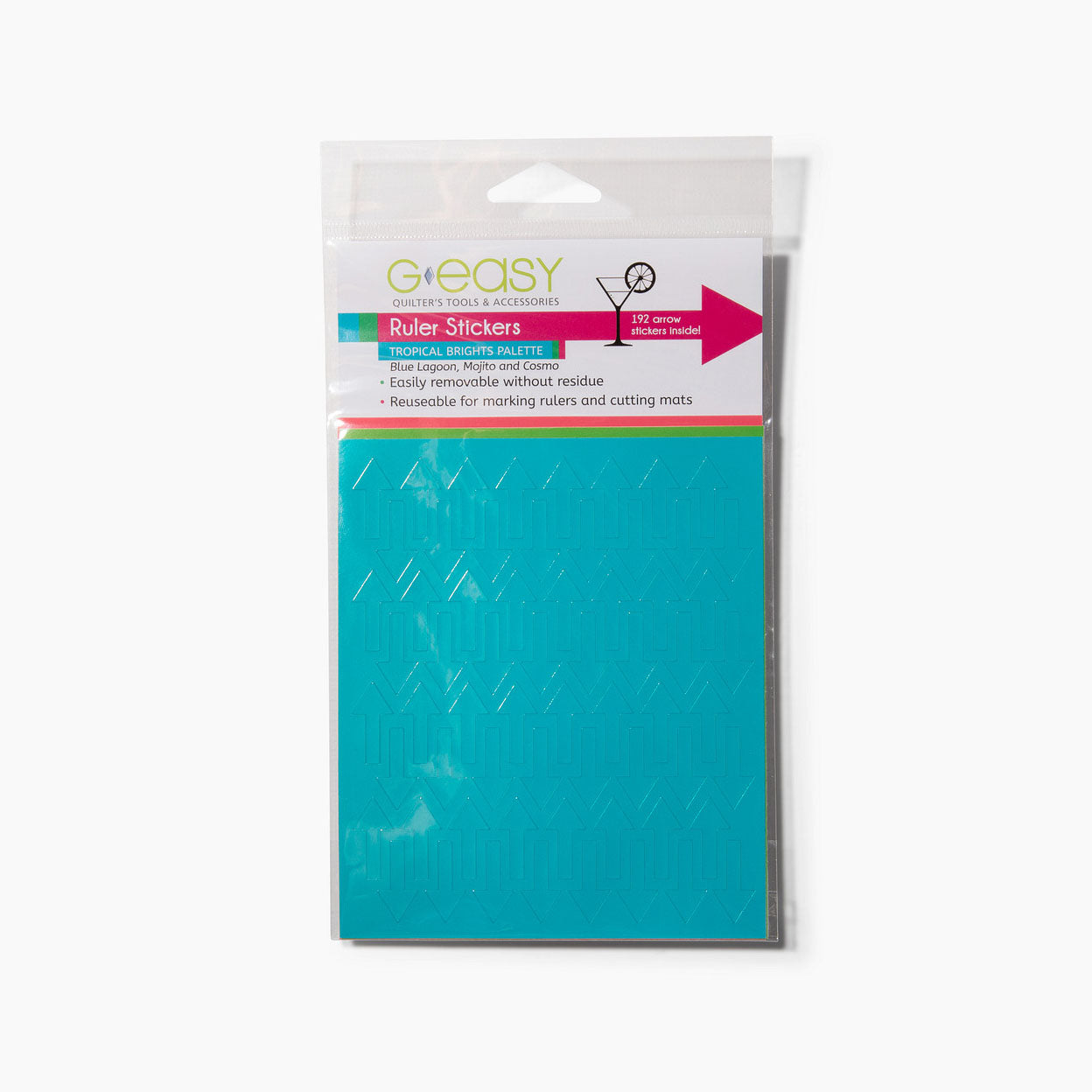 GE Designs GEasy Ruler Stickers Tropical Brights Palette — Removable Quilting Ruler Marking Stickers