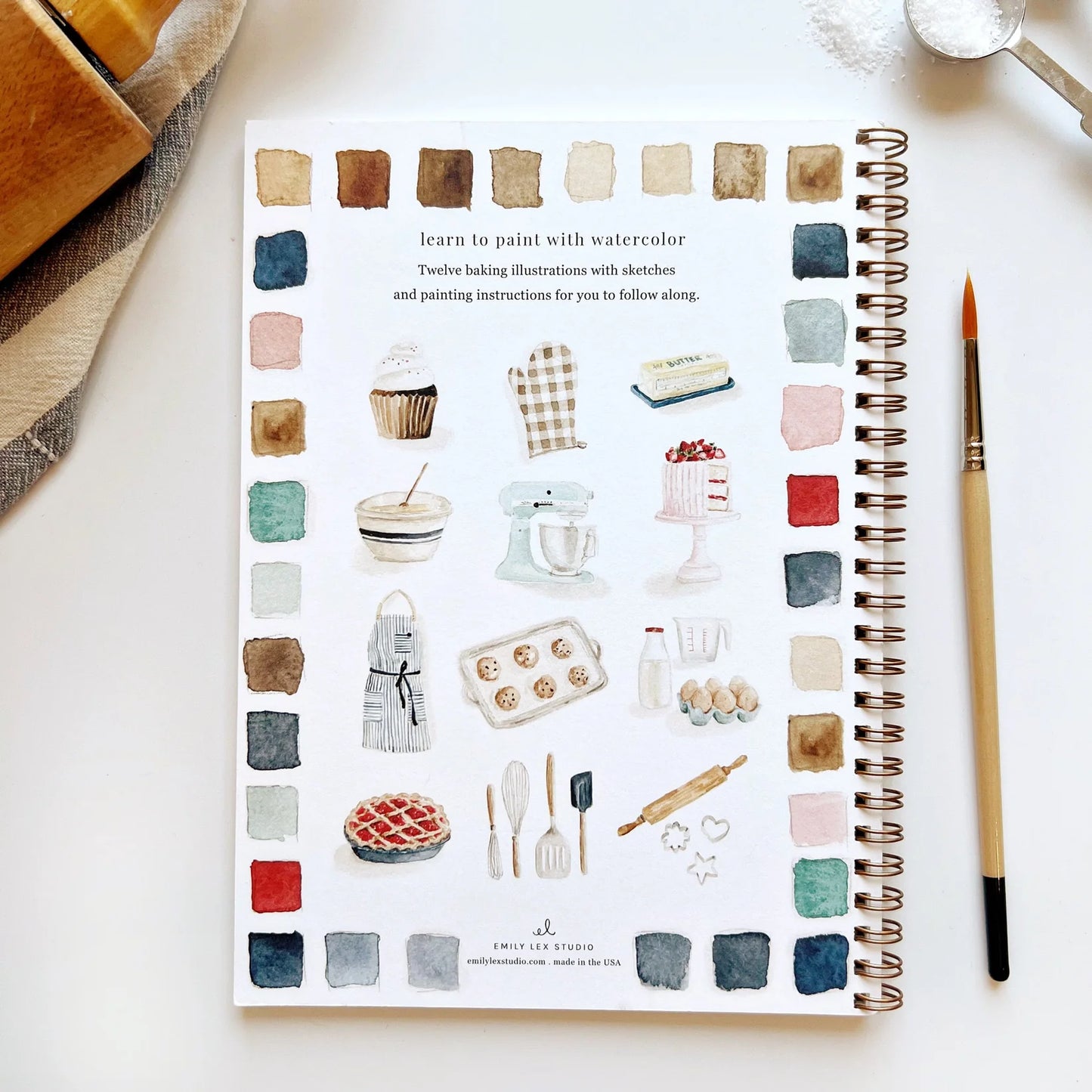 Emily Lex Studio Baking Watercolor Workbook — 12 Step-by-Step Kitchen and Baking Paintings