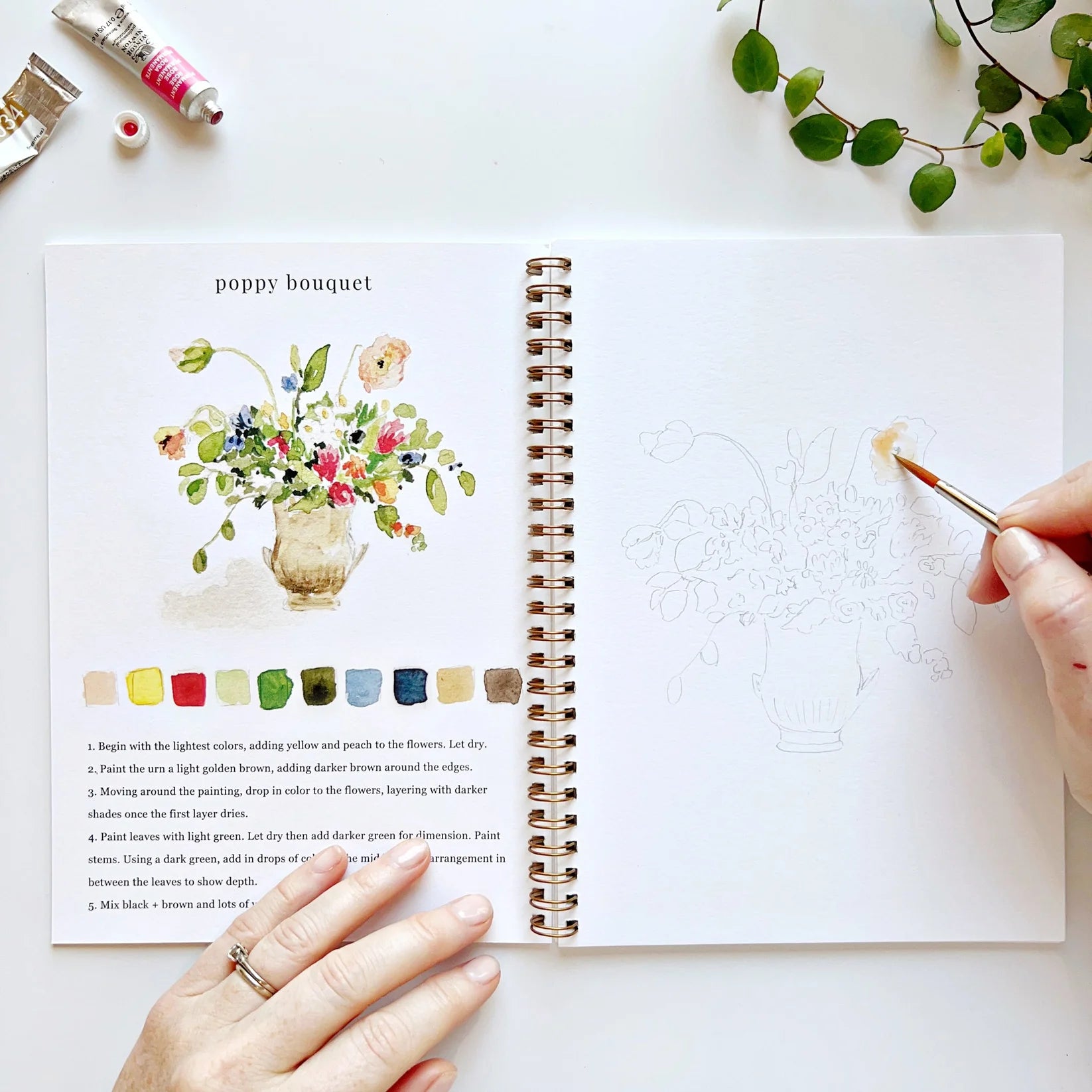 watercolor poppy bouquet